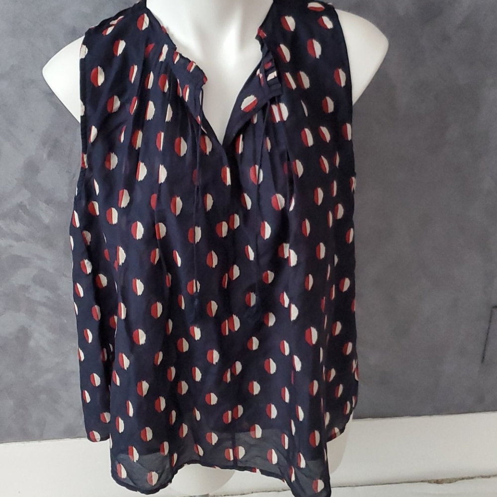 NWT Madewell Blue Dot Sheer Sleeveless, LG